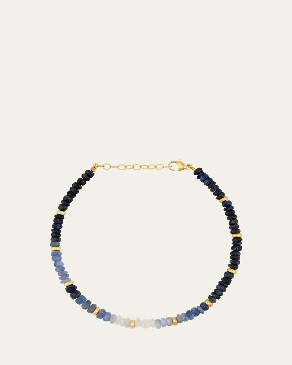 Ombre Blue Sapphire Mini Gold Bead Bracelet